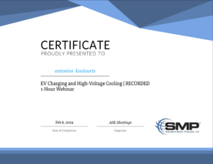EV charging certificate