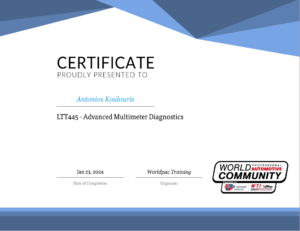 multimeter certificate