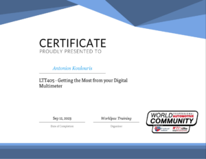 multimeter certificate